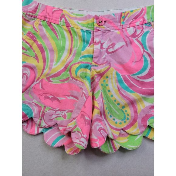 Lilly Pulitzer Buttercup Short All Nighter Women's 00 Scalloped Hem Flamingo 5" - Picture 3 of 11